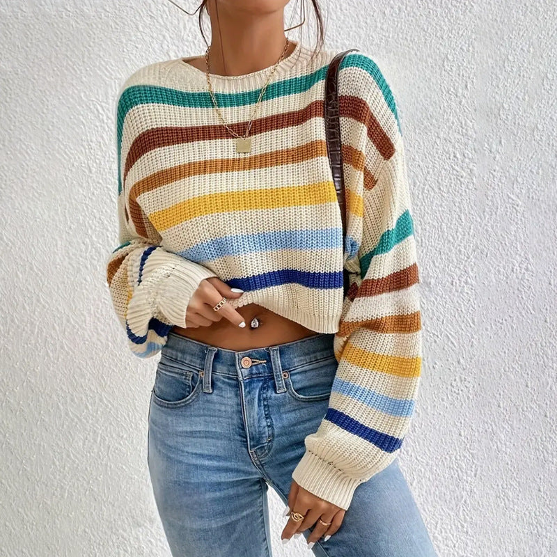 Amber | Women's Cropped Striped Sweater