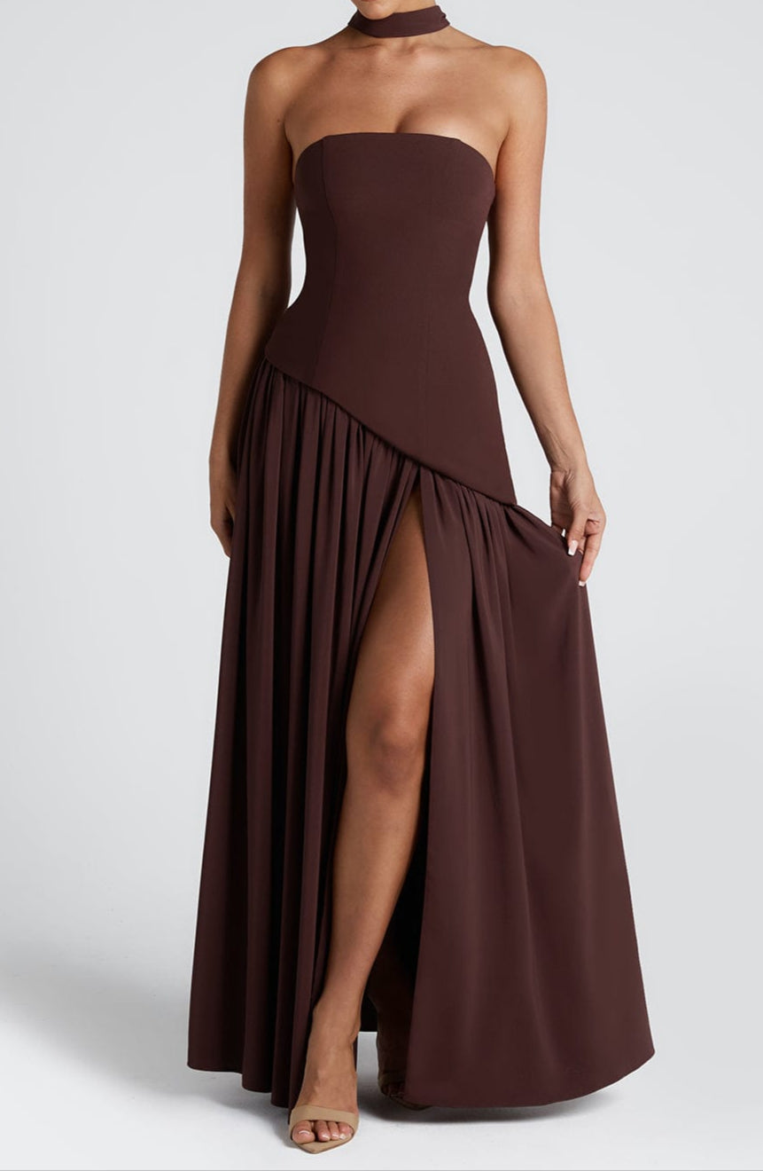 Ainara Maxi Dress - Plum Brown