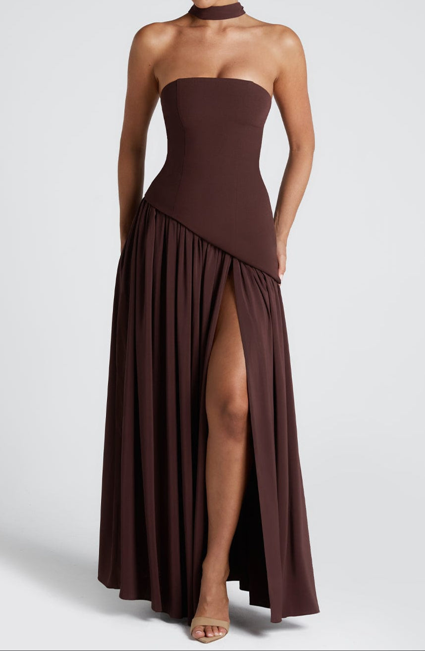Ainara Maxi Dress - Plum Brown