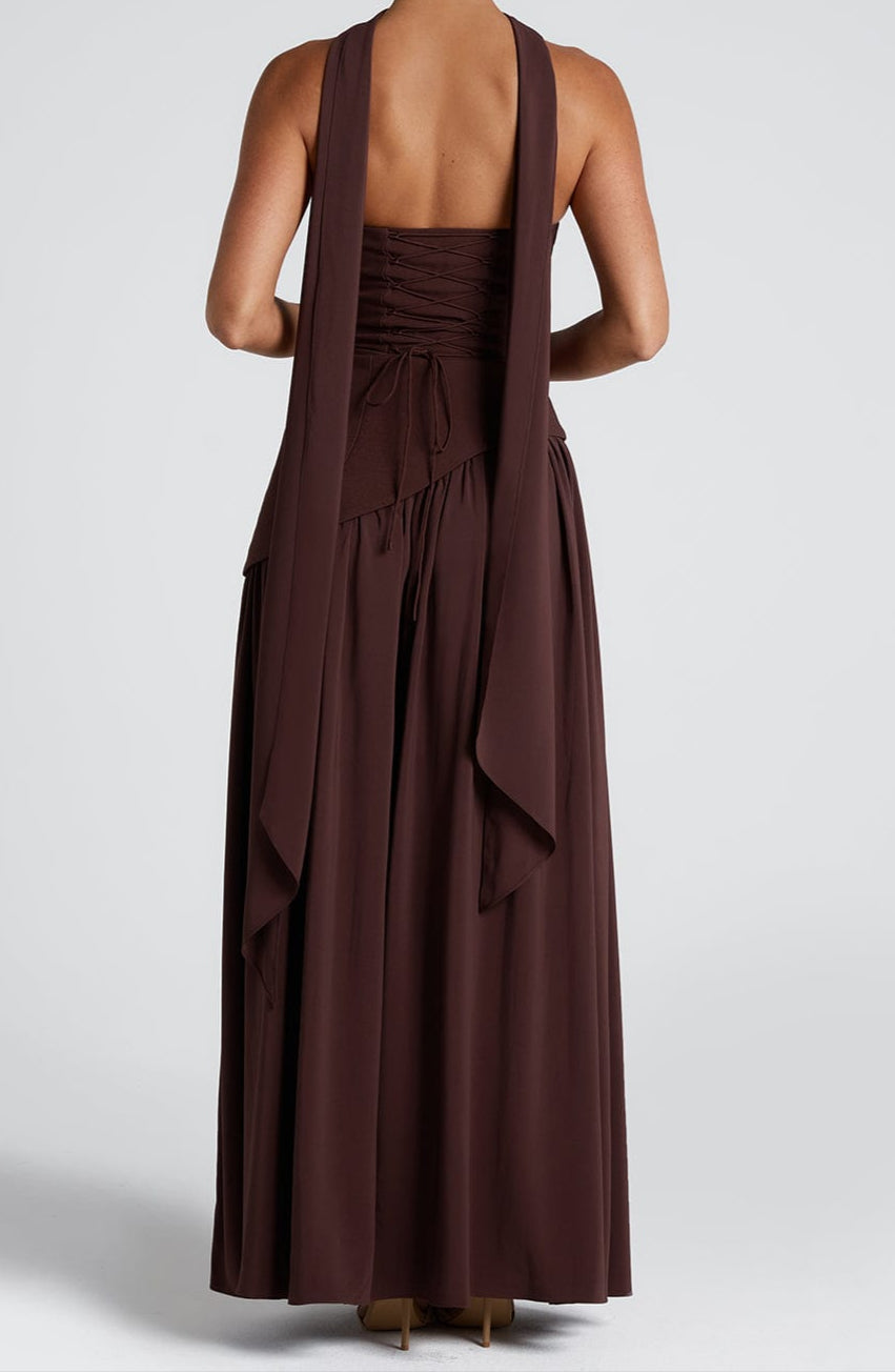 Ainara Maxi Dress - Plum Brown