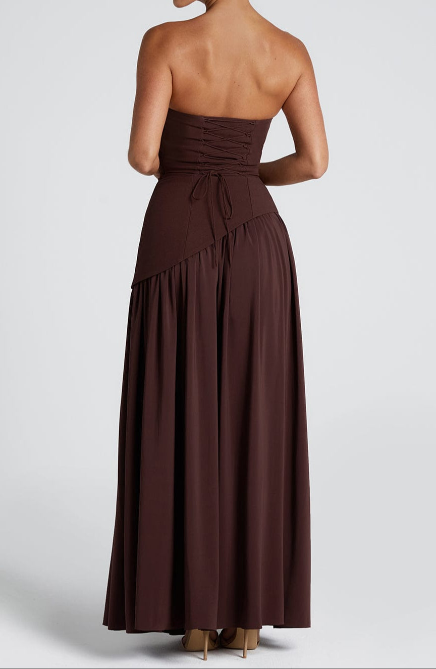 Ainara Maxi Dress - Plum Brown